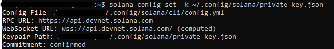 solana config keypair path command