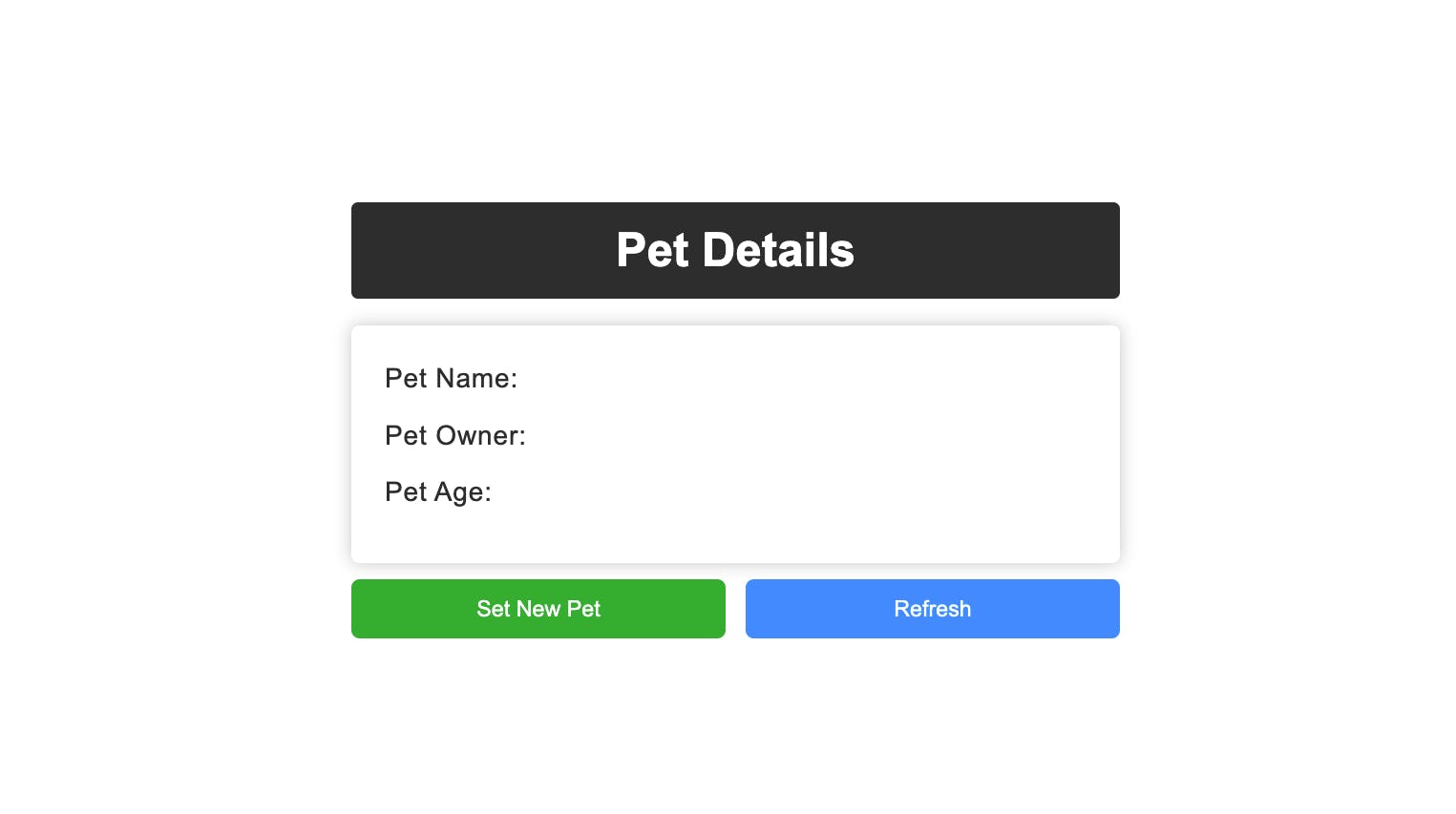 The output of the pet details section