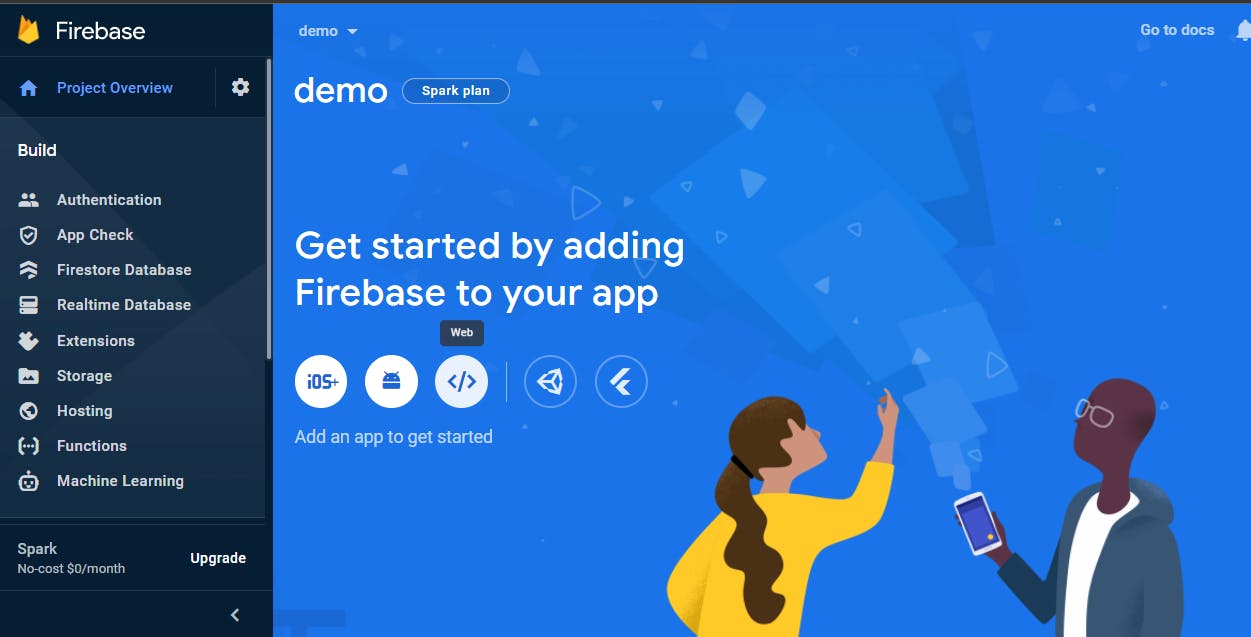Create a Firebase app
