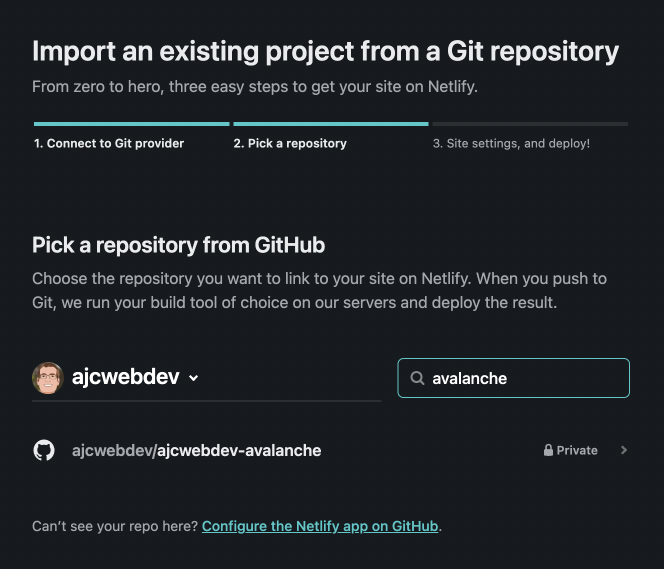 16-import-project-from-git-repository-on-netlify