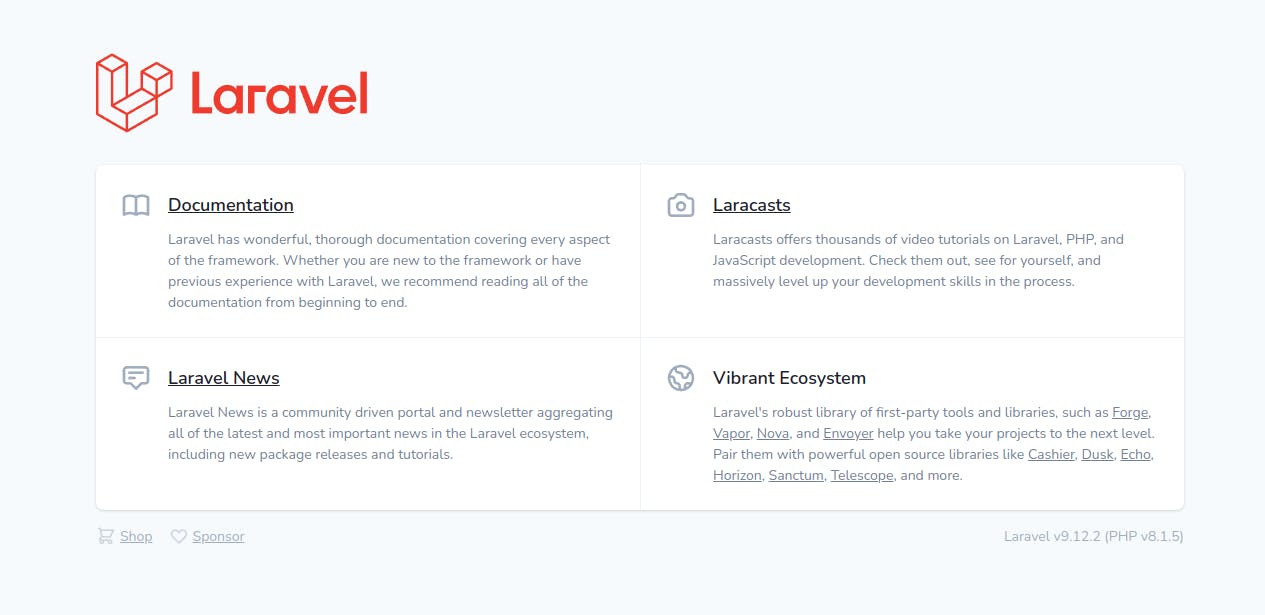 Laravel default page