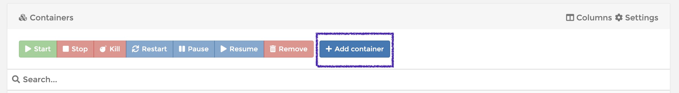 Add container option