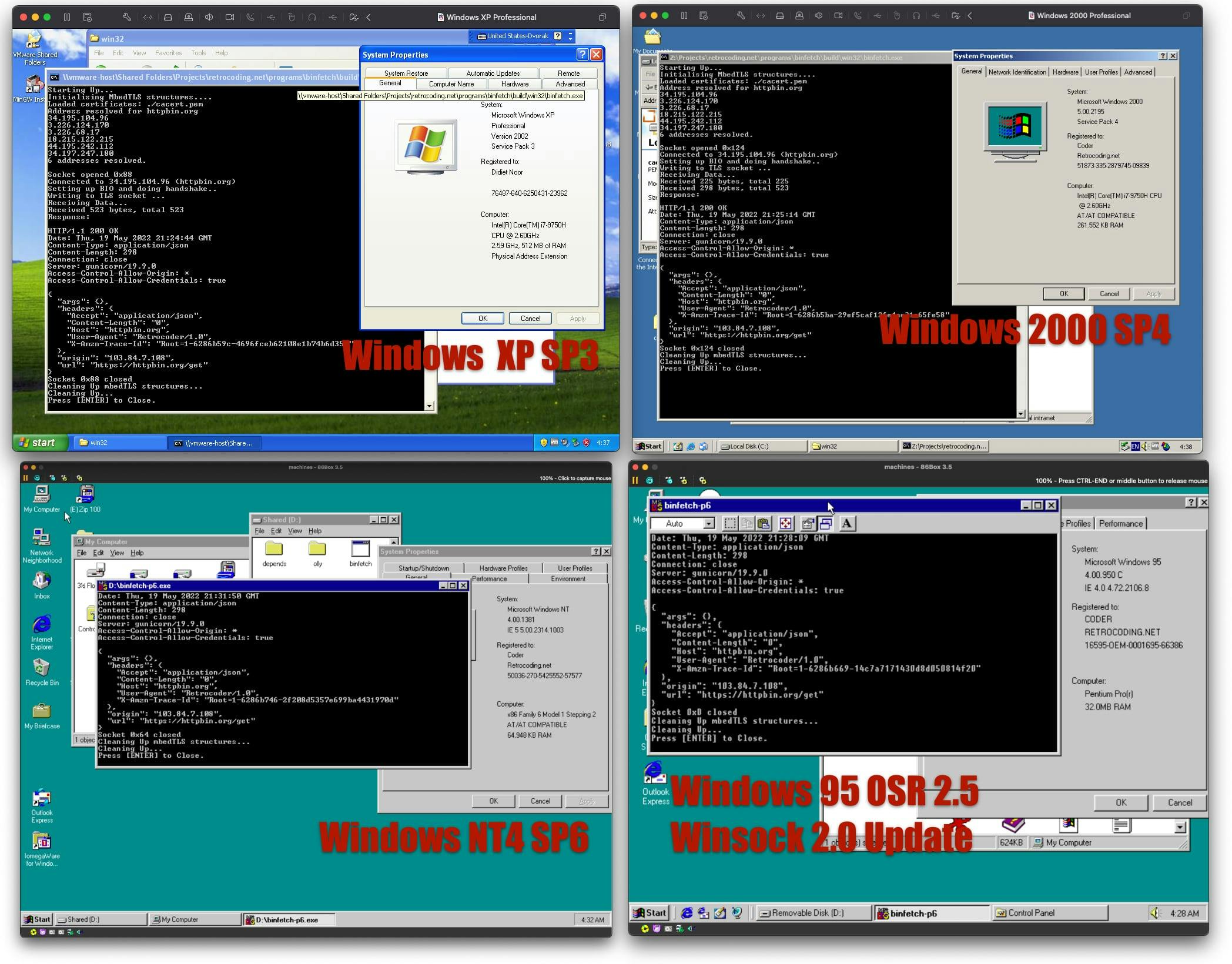 TLS 1.2 HTTP client running on Windows 95, Windows NT 4.0, Windows 2000, and Windows XP