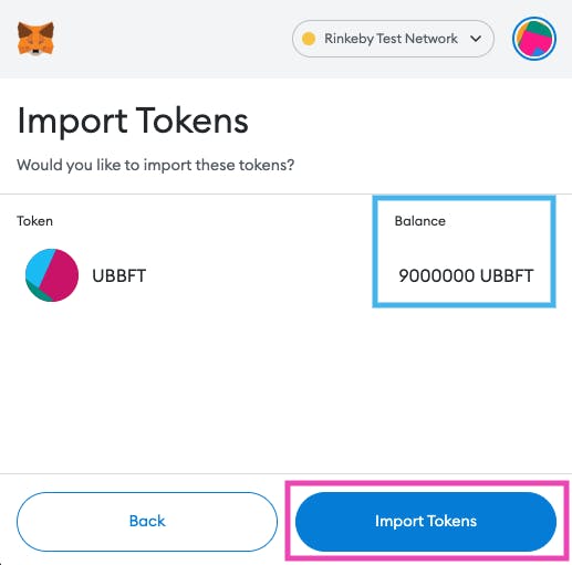 confirming importing our deployed custom token on Metmask wallet