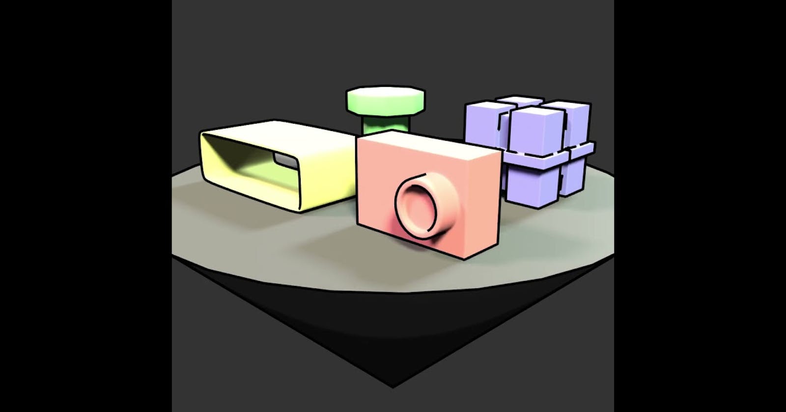 Blender 3D Progress #11 - Four Objects On An Inverted Cone