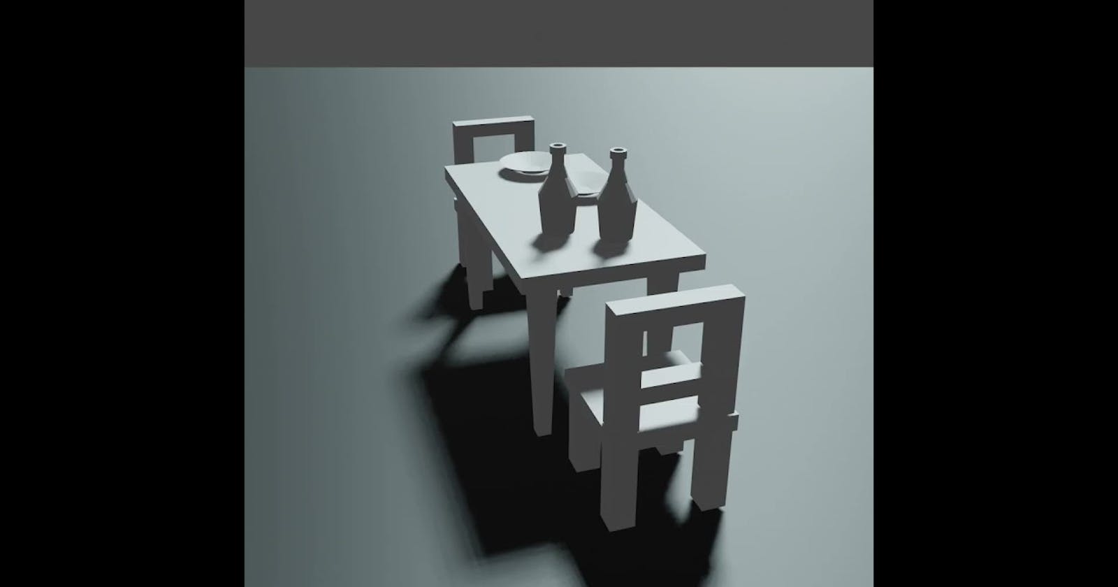 Blender 3D Progress #13 - Table, Chairs, Plates & Bottles