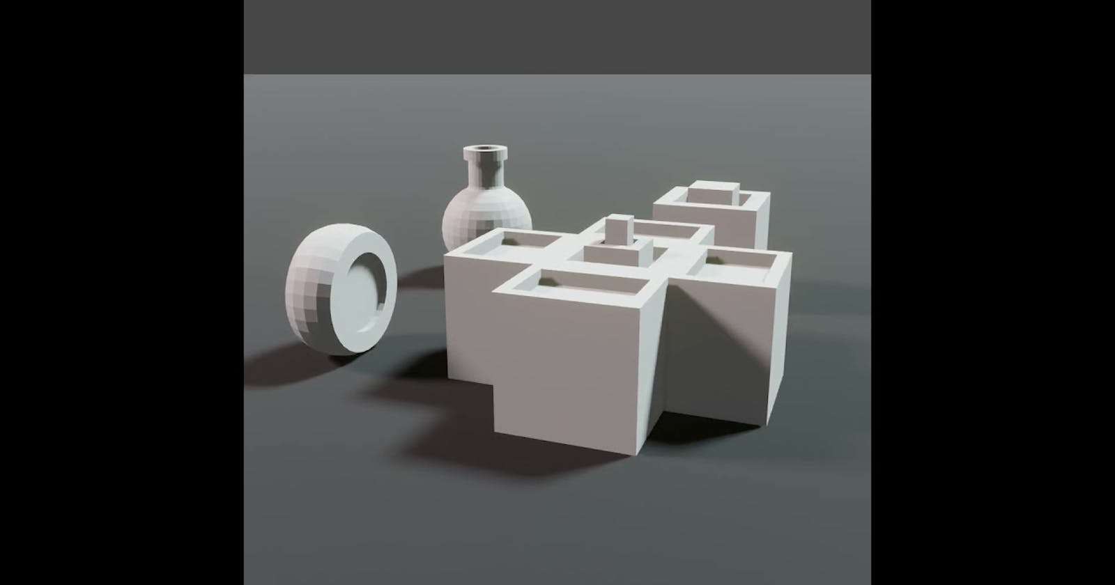 Blender 3D Progress #14 - Four Objects On A Plane