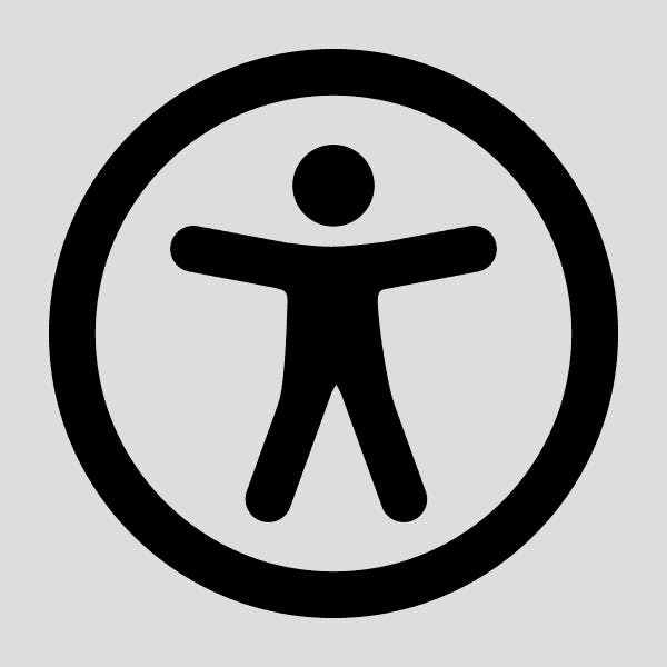 Accessibility/a11y icon: a stylised human body inside a circle