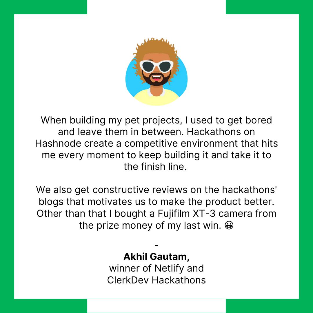 Hashnode Hackathon Testimonial