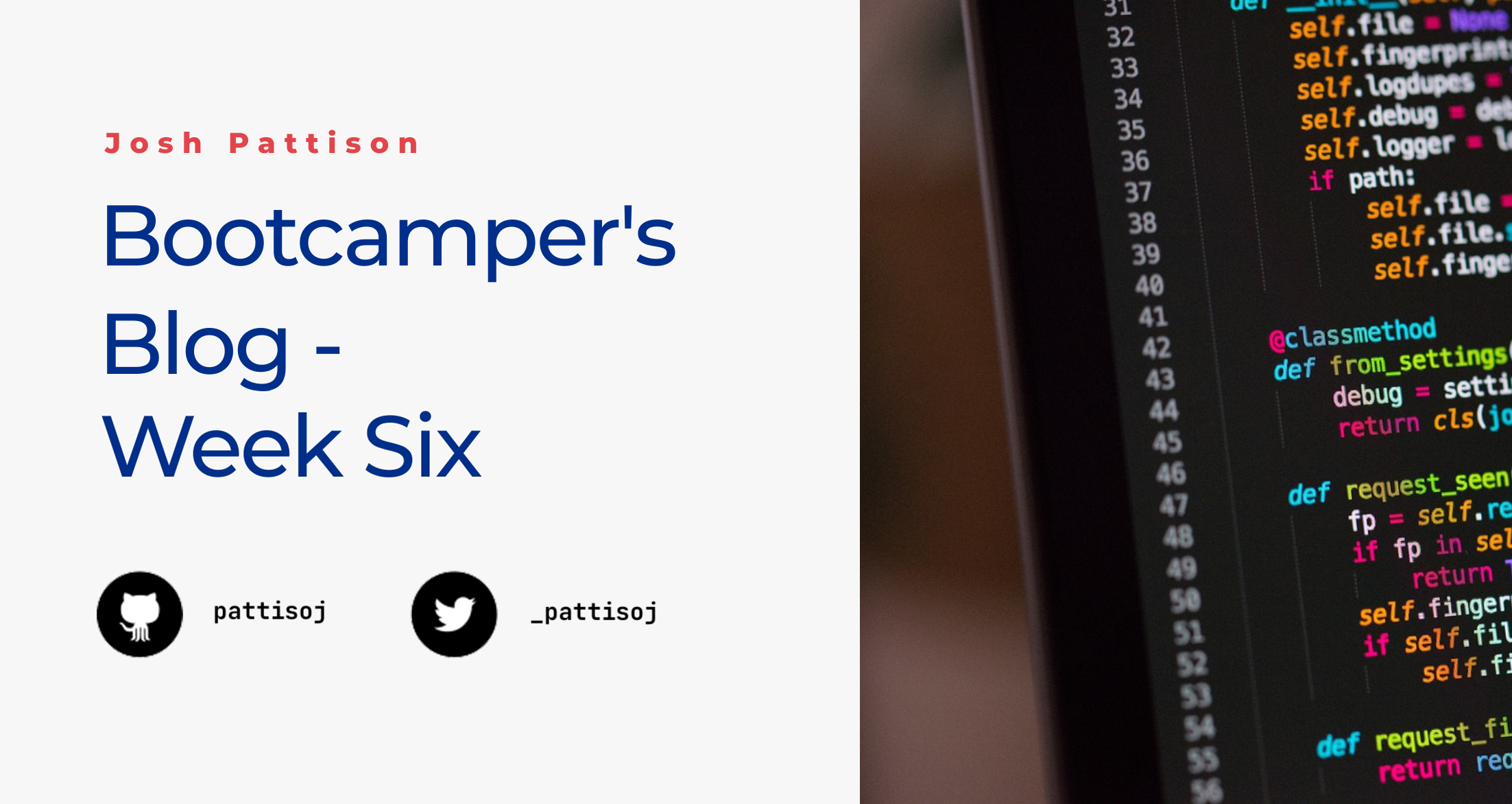 Bootcamper's Blog - Week 6