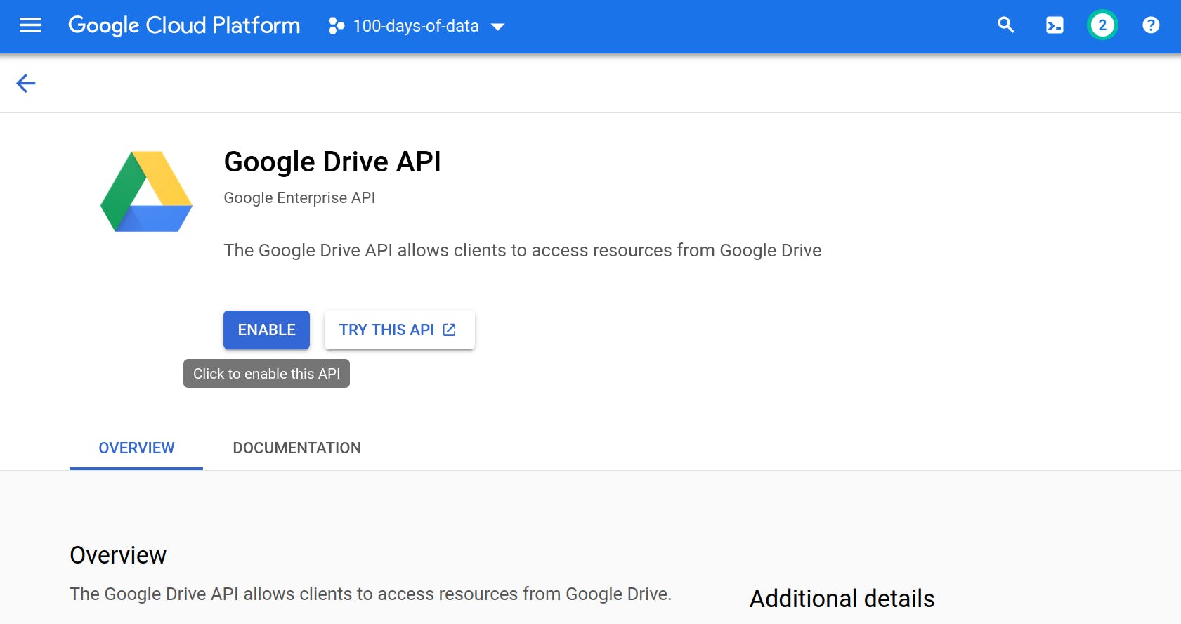 Enable the Google Drive API