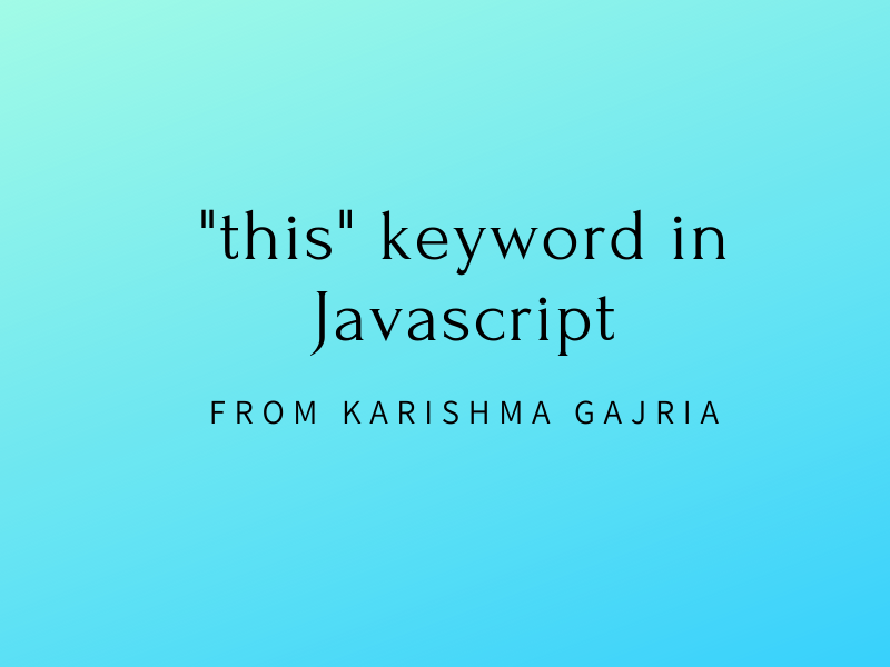 "this" keyword in javascript