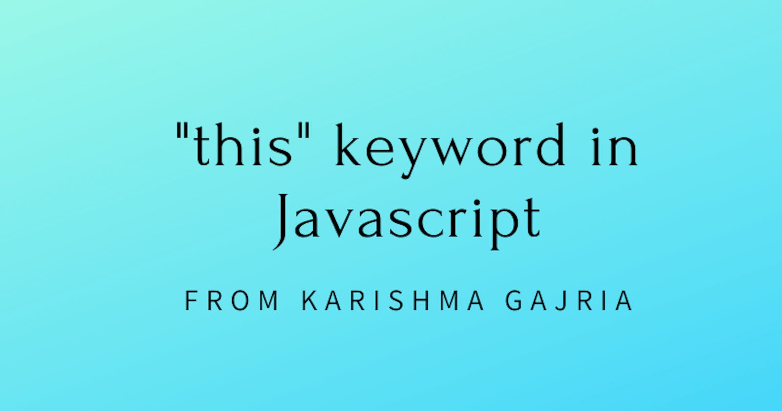 "this" keyword in javascript