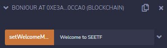 setWelcomeMessage box with a text input next to it, where "Welcome to SEETF" has been pasted