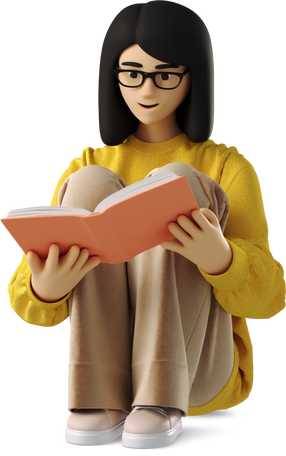 business-3d-young-woman-in-glasses-sitting-and-reading-book.png