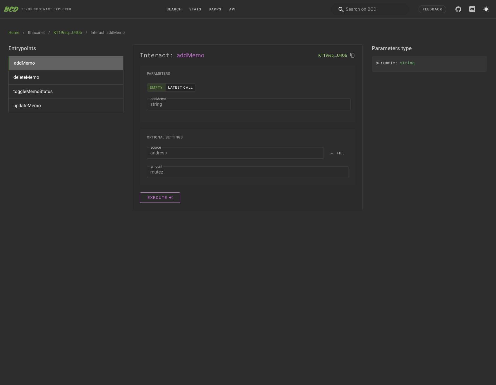 Image 3: Contract methods on the explorer