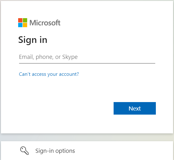 Azure AD sign-in page