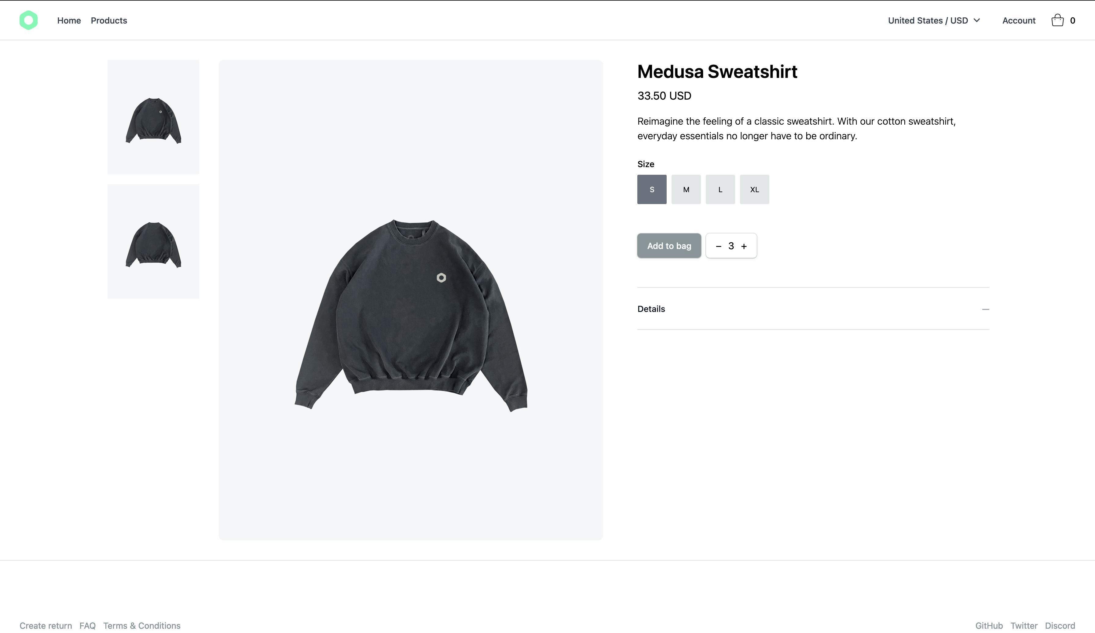 Product detail page