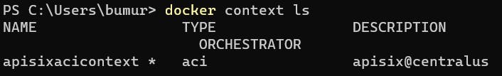 docker context ls output