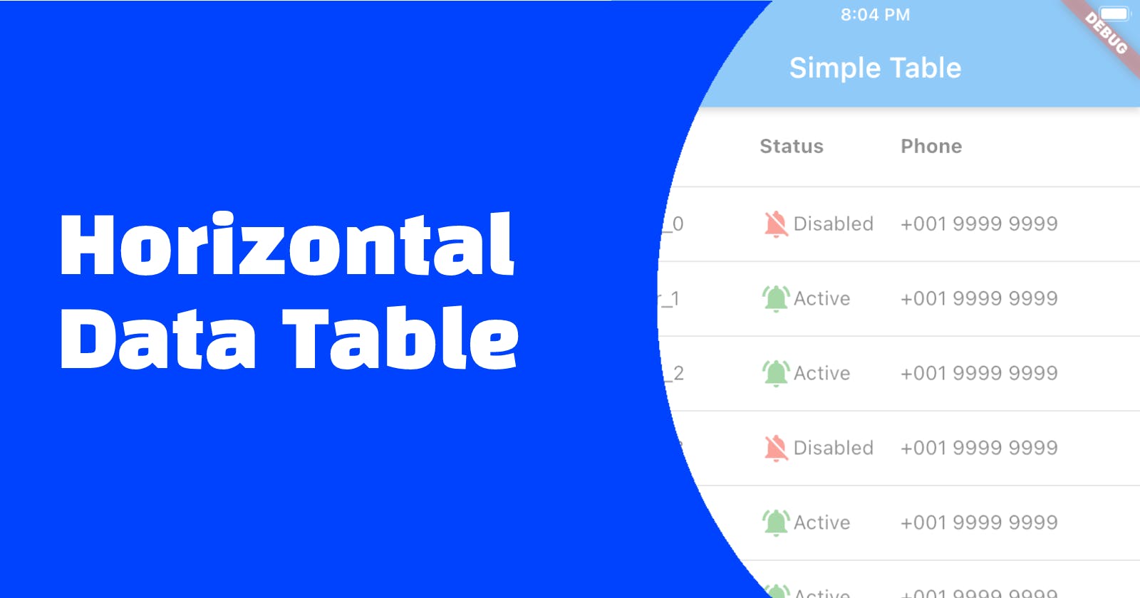 Horizontal Data Table