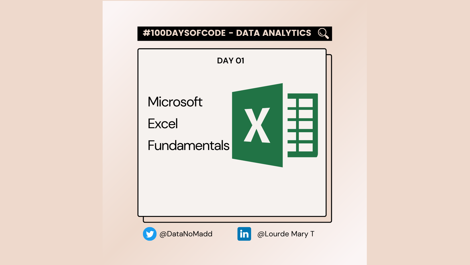 Day 01  of 100 Days Of Code in Data Analytics : Microsoft Excel Fundamentals