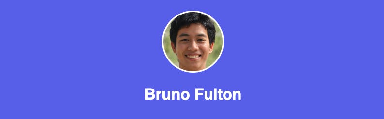 Screenshot of our header, containing a centered profile picture and a centered title "Bruno Fulton"