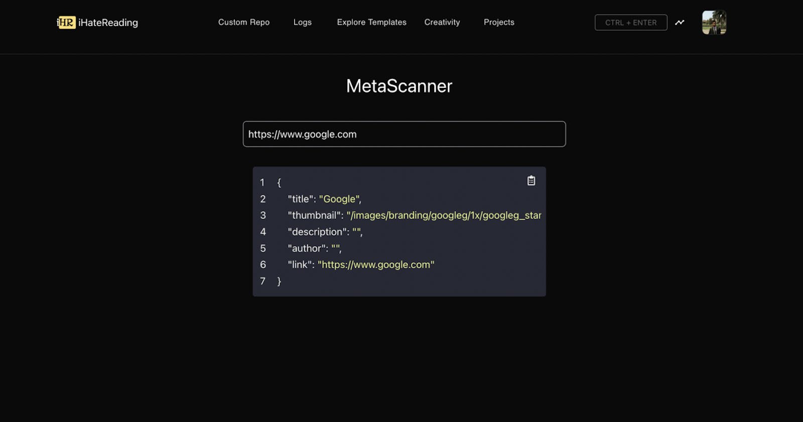 Scan your website metadata in 10 seconds