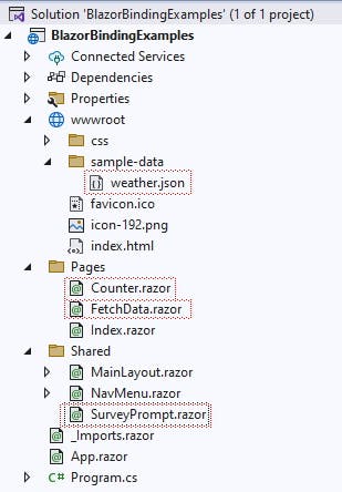 Screenshot of Visual Studio project files to delete