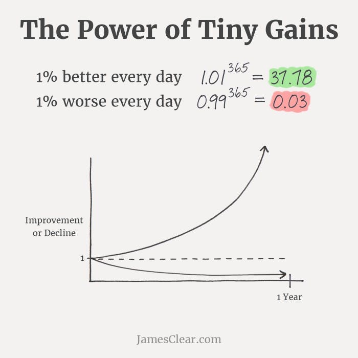 1% improvement a day exponential graph