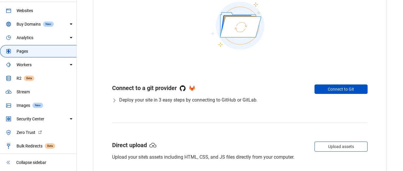 Connect to git page