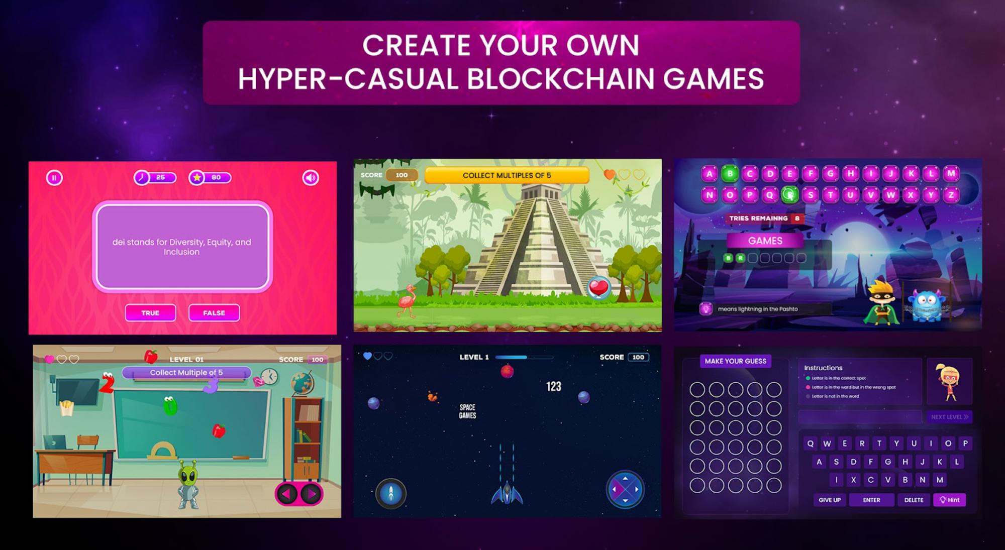 Create your own hyper-casual blockchain games!