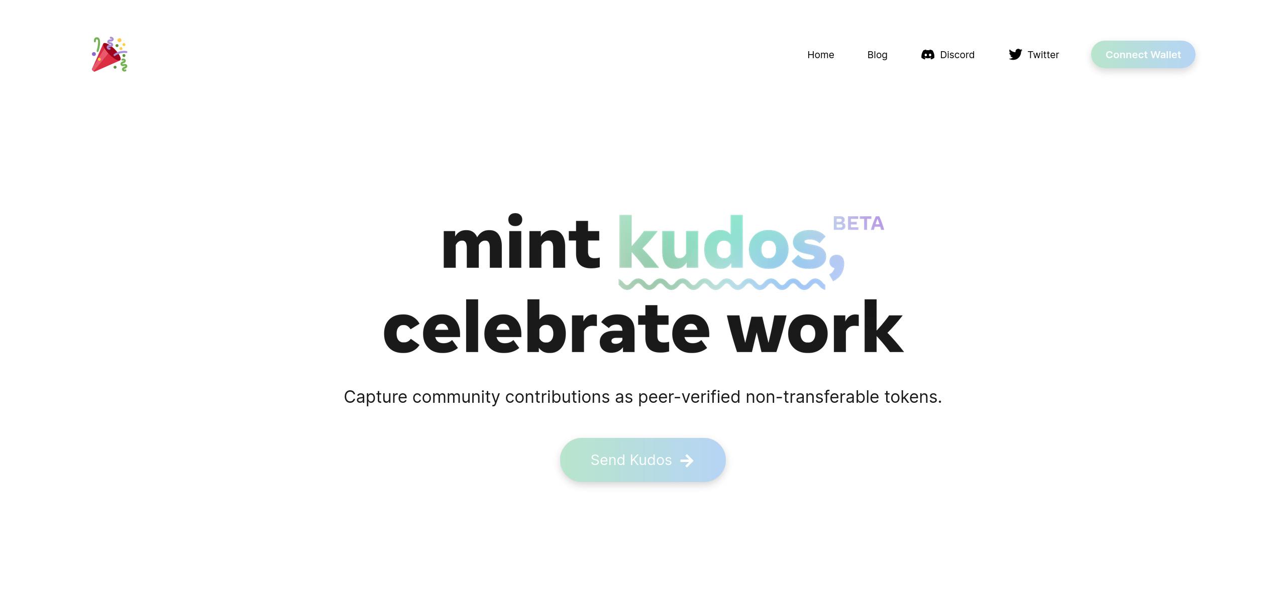 MintKudos landing page