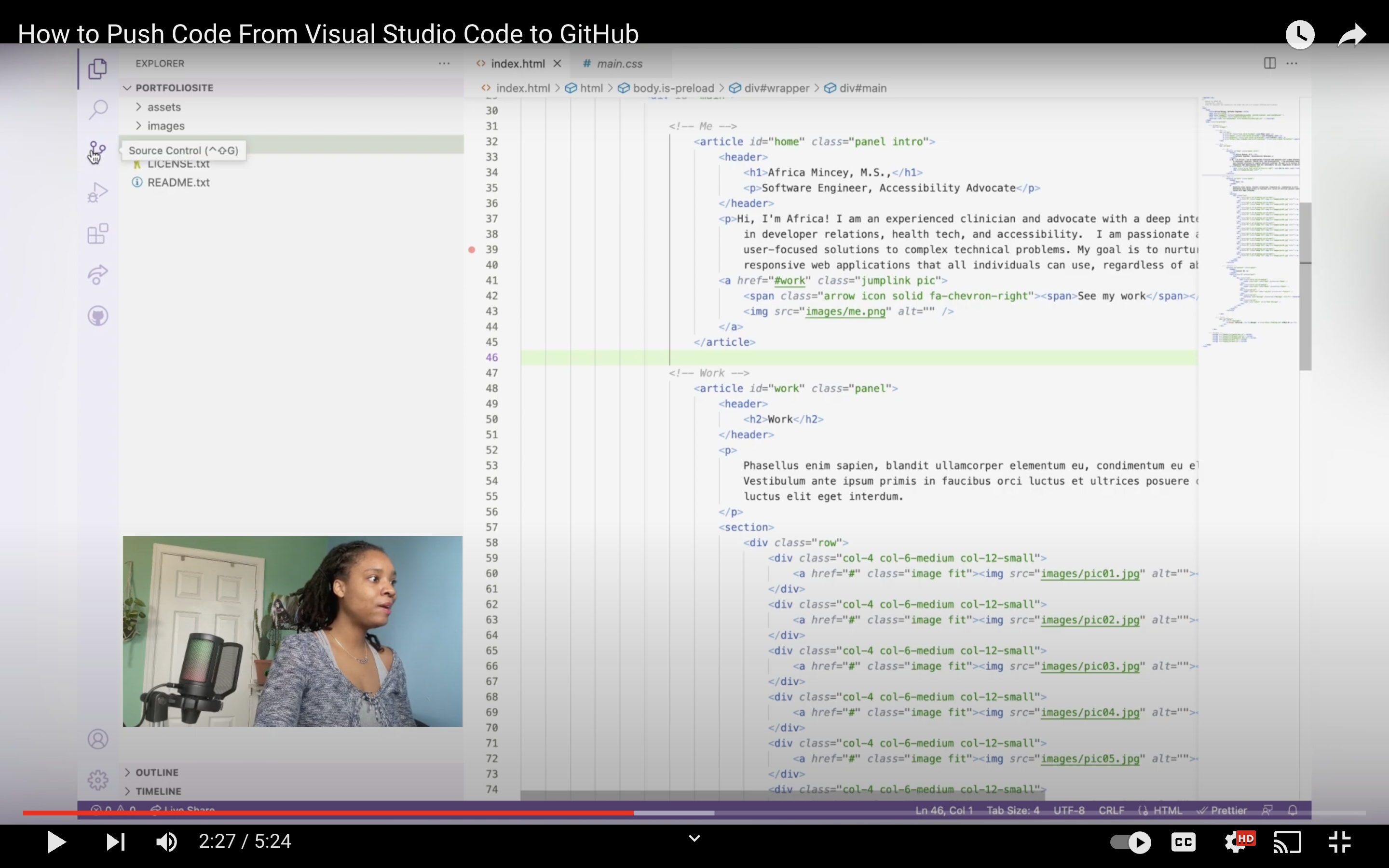 Screenshot of authors computer showing vscode open