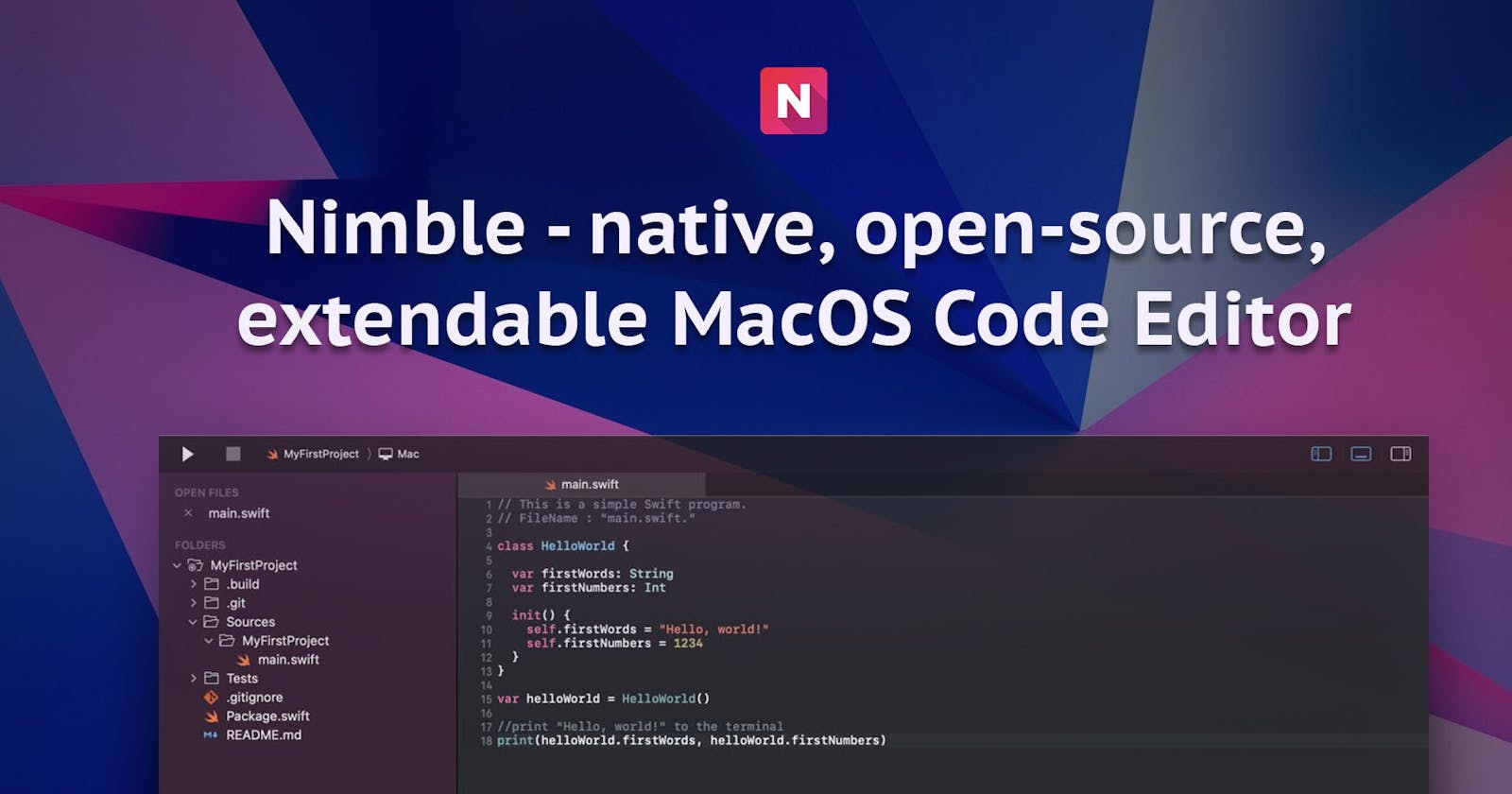 Nimble - native, open-source, extendable MacOS Code Editor