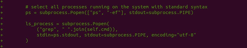 Python implementation of the subprocess call