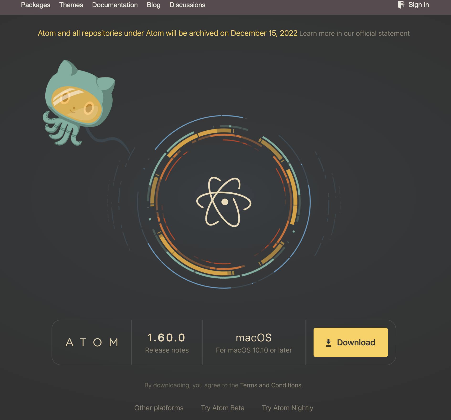 Atom Text Editor Homepage