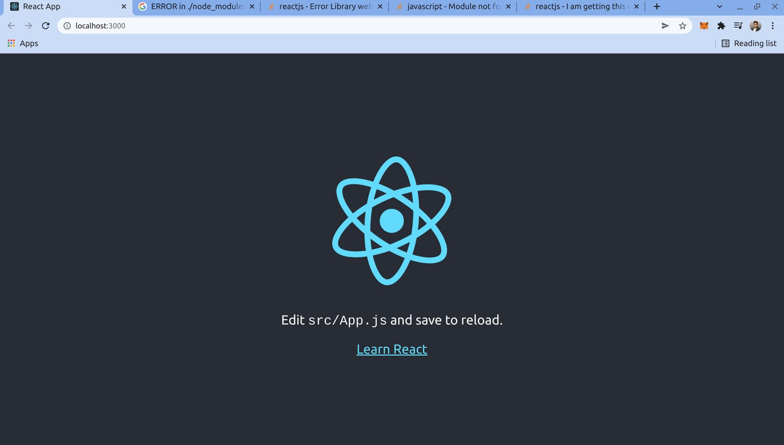 the initial react app