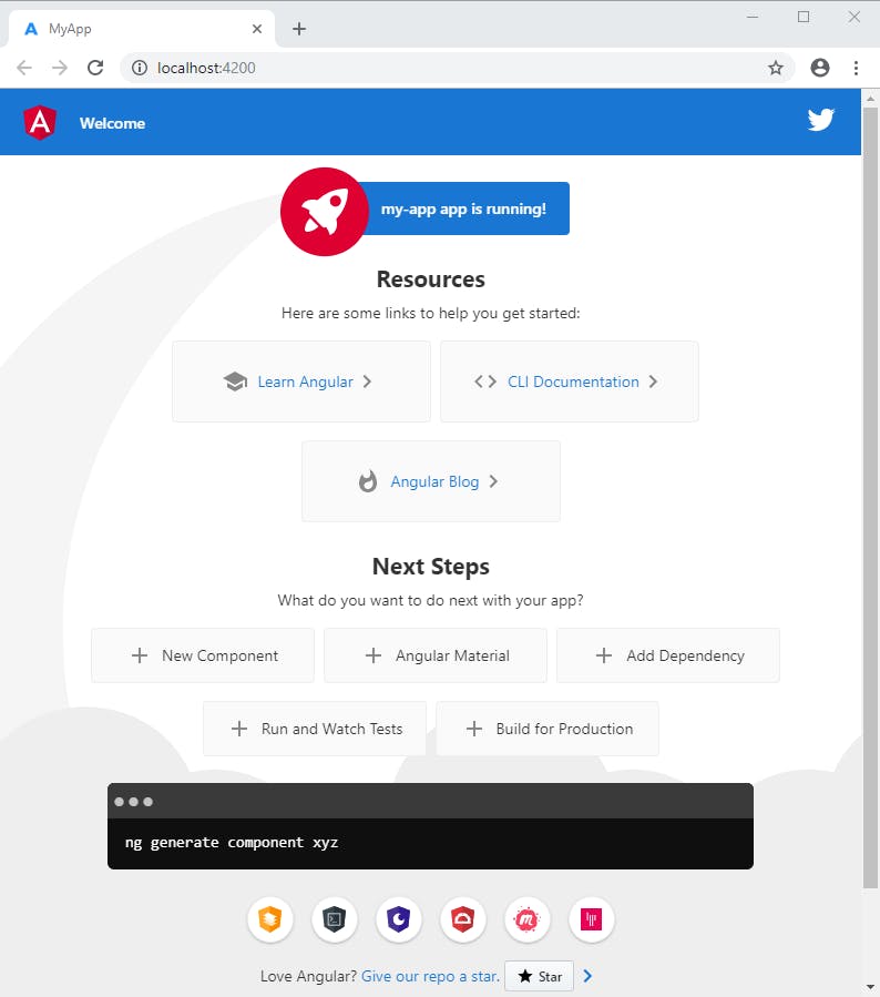 the initial angular app