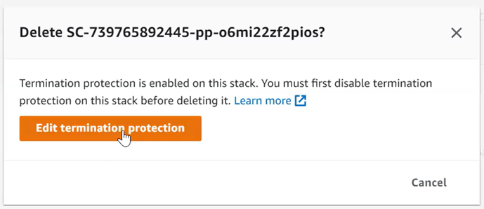 Screenshot: Account for Termination Protection