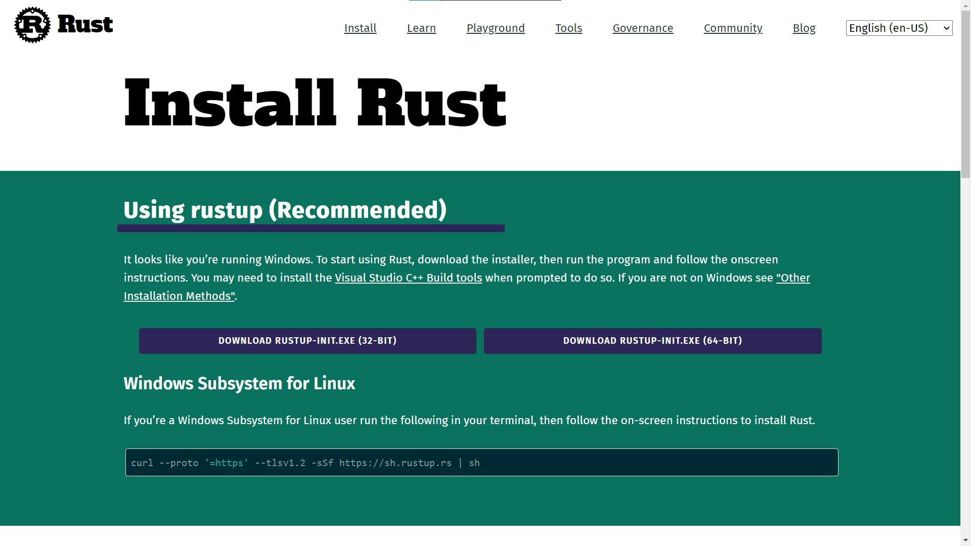 Rustup website 
