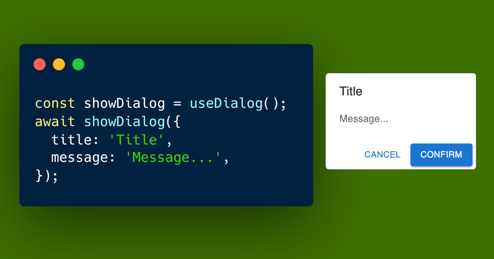 Create an easily callable Modal Dialog or Snackbar Provider in React with Promise and Context