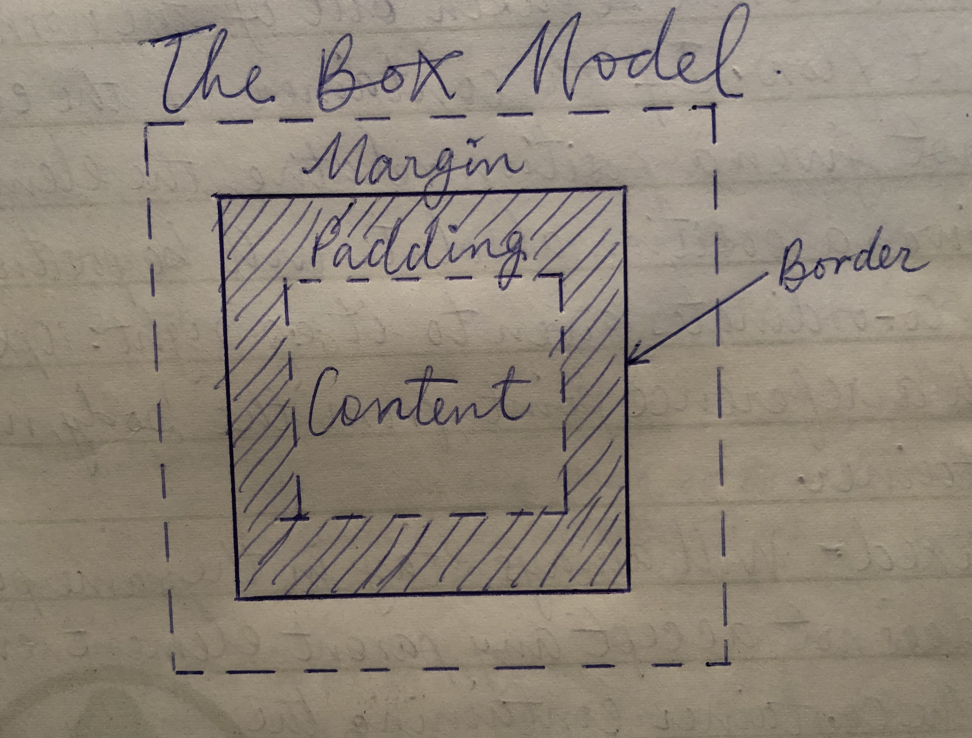 A diagram showing all the components of the box model