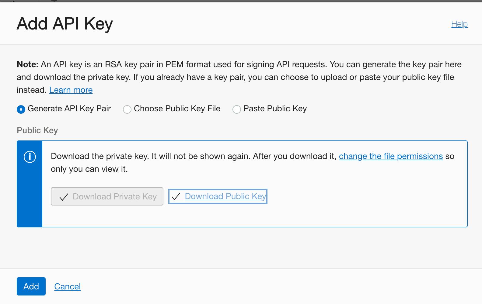 Generate API Key Pair