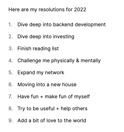 My 2022 Resolutions