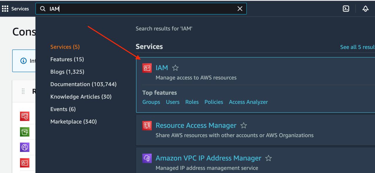Go to IAM in the AWS console