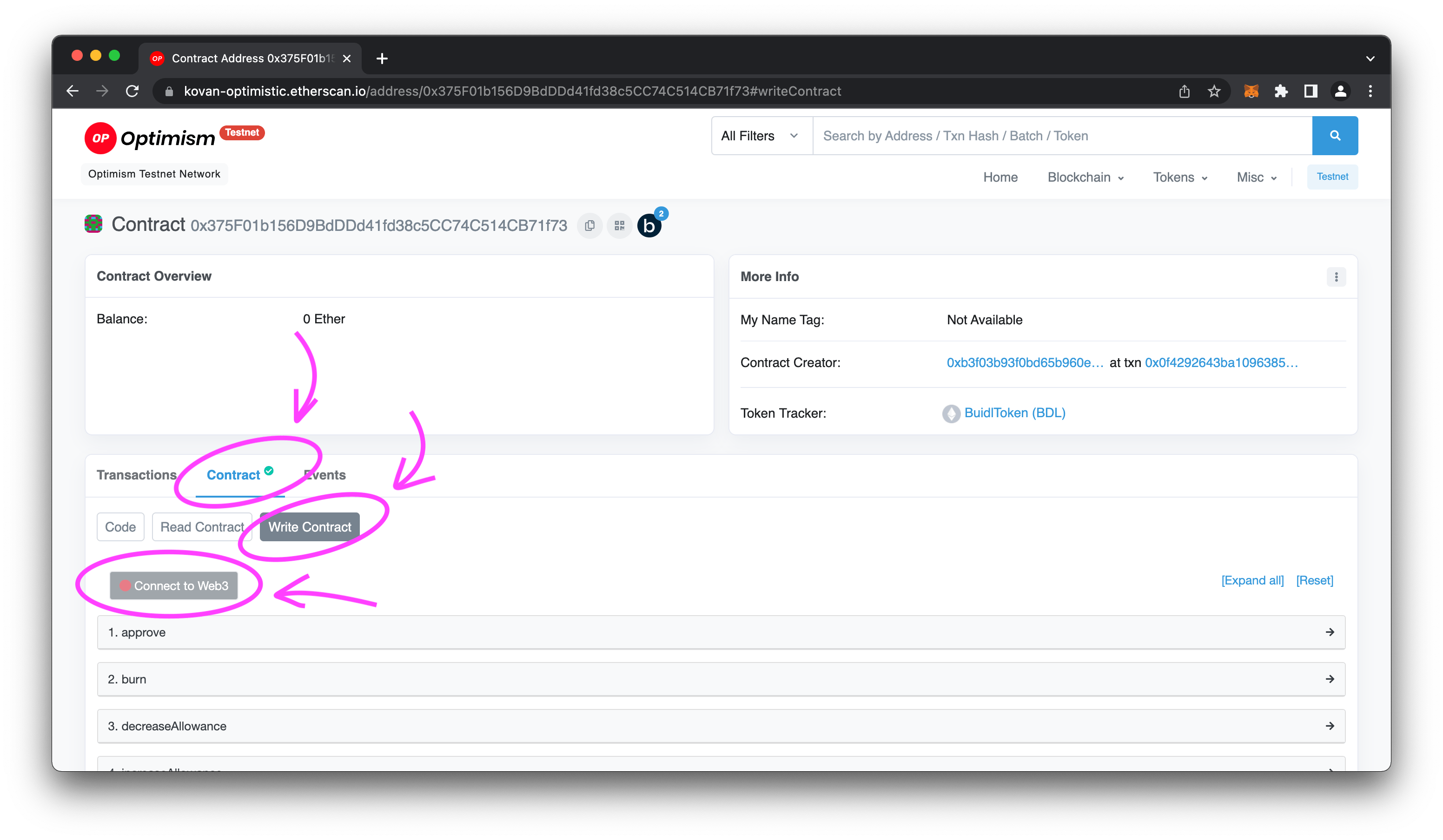 Etherscan Write Contract