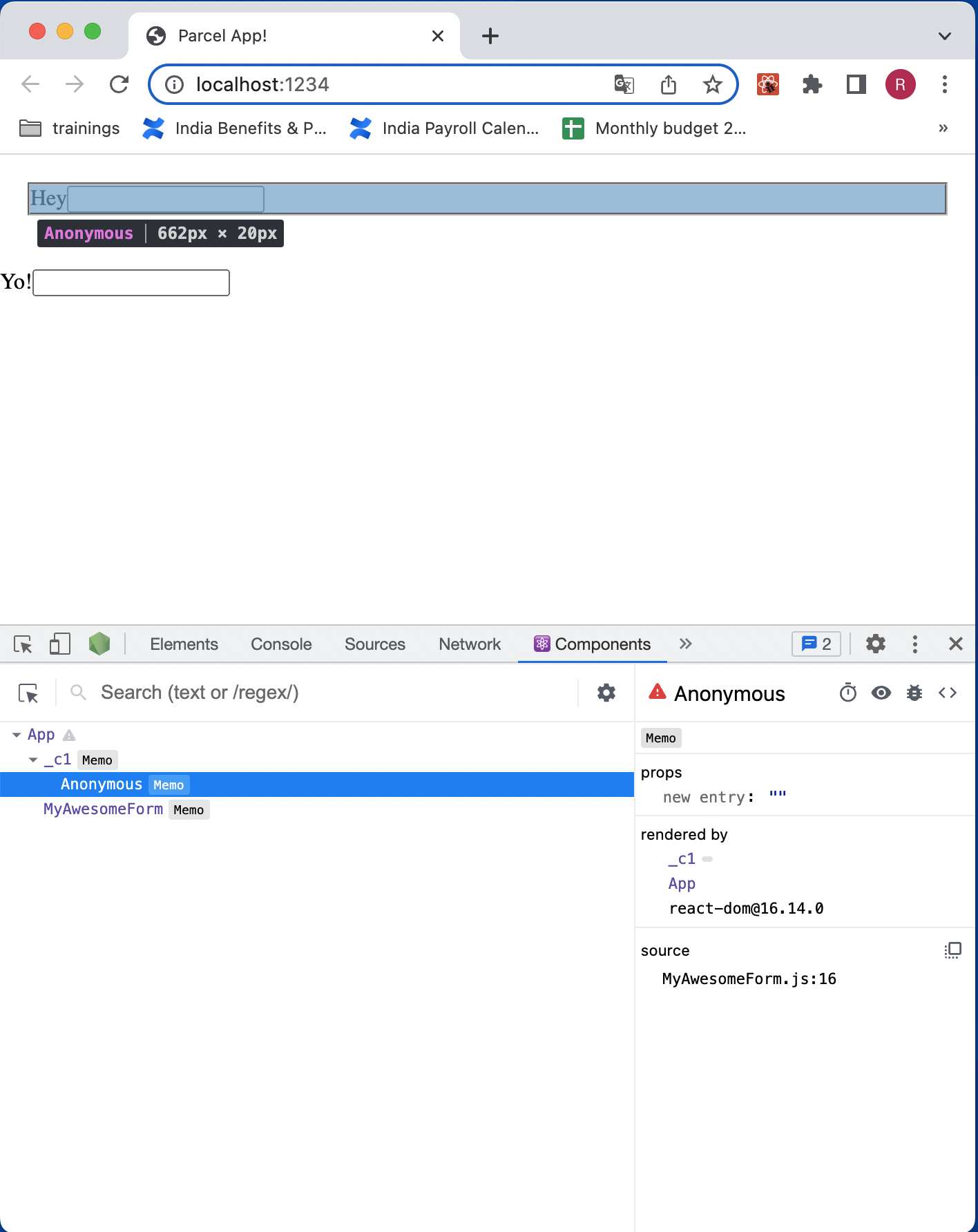 This is how the inner memoed component ends up looking in devtools