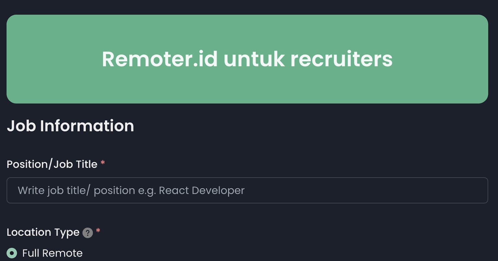 Post Job through Remoter.id 😍