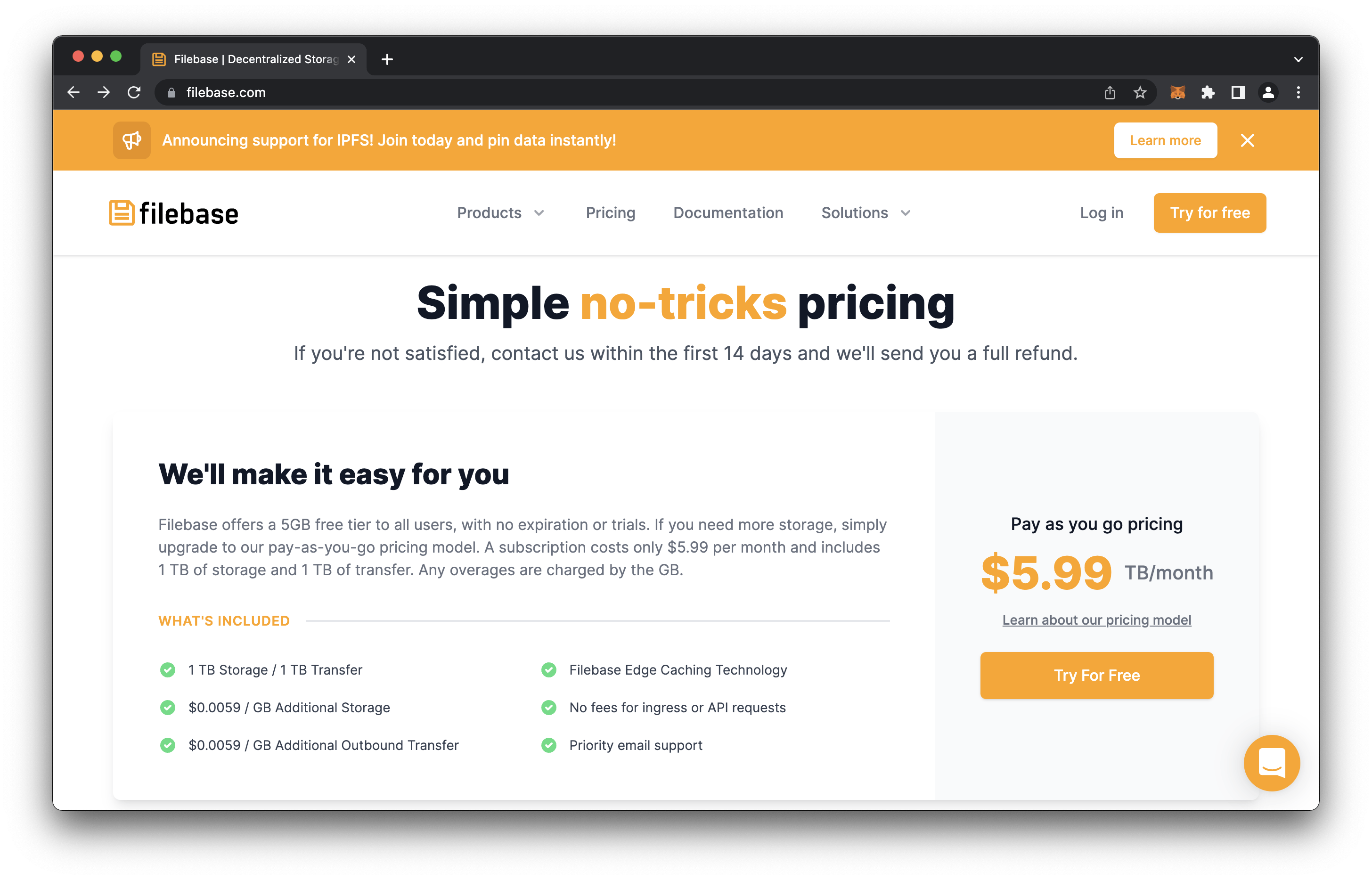 Filebase.com Pricing