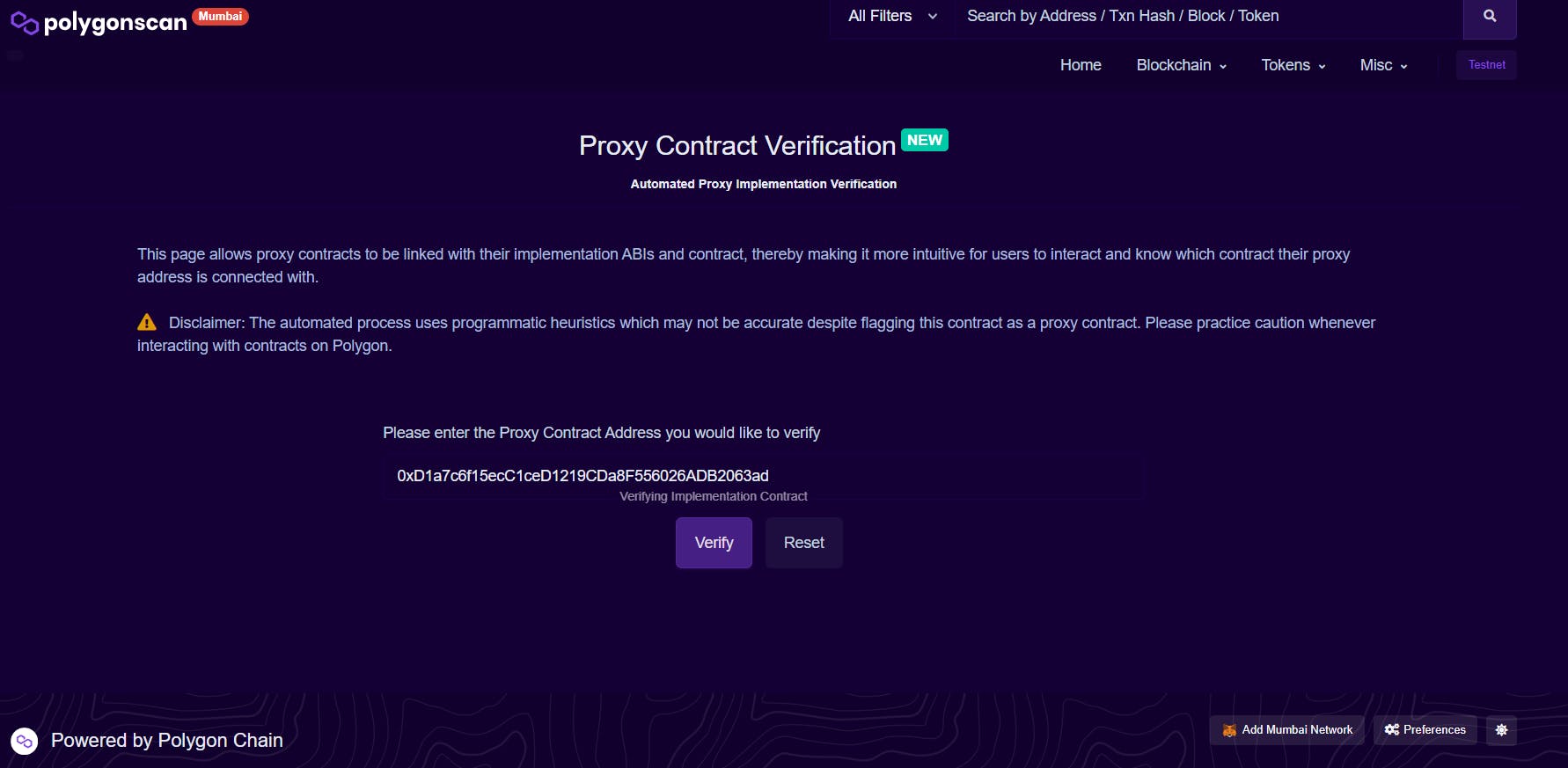 Proxy Contract Verification